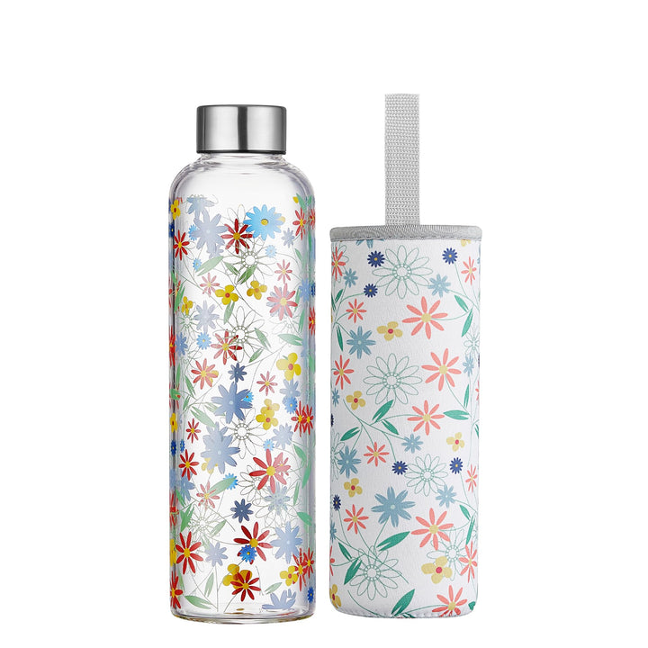 500ml Glasflasche Trinkflasche Glas Sport Borosilikat Glass Bottle Wasser Flasche mit Neopren-Hülle