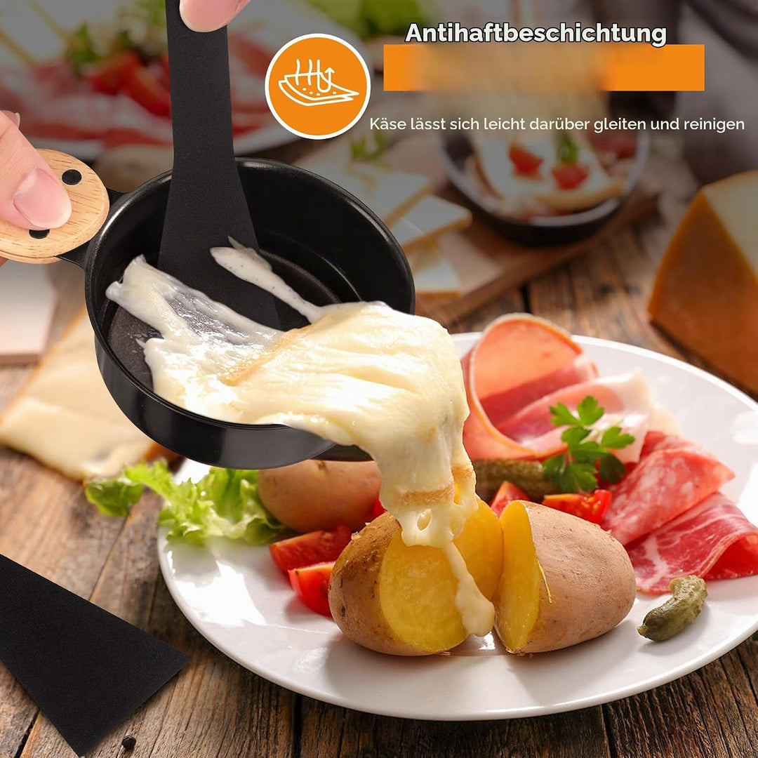 ipow 4er Set Mini Raclette Grill, Racletteofen Set antihaftbeschicht Kerzenraclette für Teelichter,