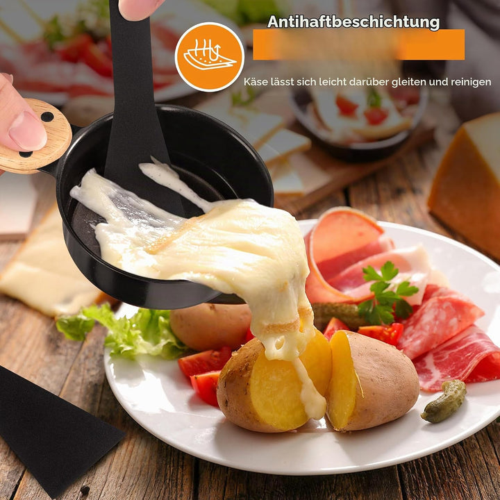 ipow 4er Set Mini Raclette Grill, Racletteofen Set antihaftbeschicht Kerzenraclette für Teelichter,