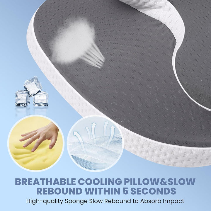 A-Pce Nackenstützkissen aus Memory Foam – 2-in-1 Höhenwahl (12/14 cm), Ergonomisches Kissen für Seit
