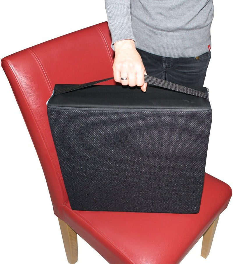 LUplus XL Orthopädische Sitzerhöhung 43x43x Höhe 10 cm Bezug: 100% Baumwolle, schwarz