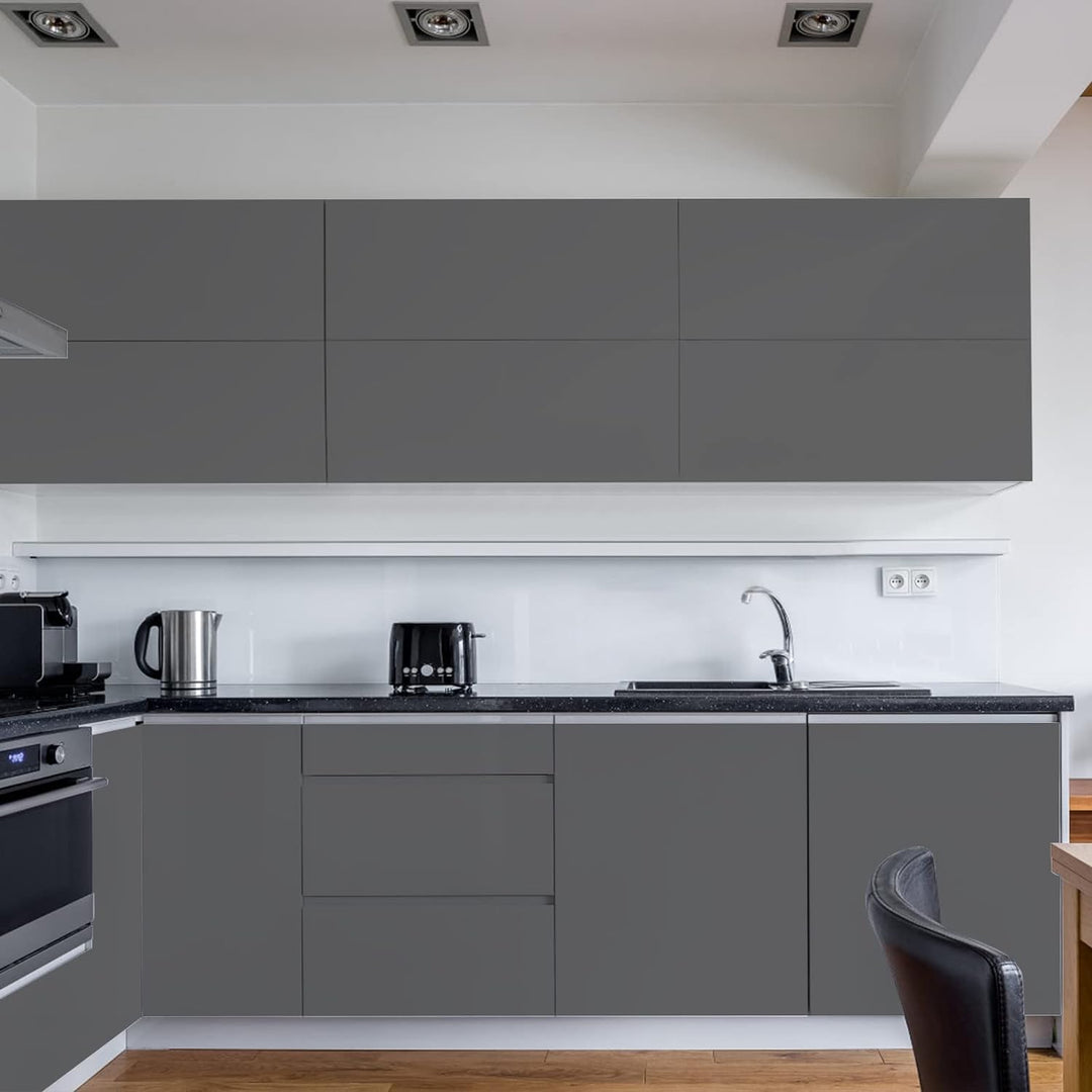 Hode Klebefolie Grau Möbelfolie Matt 60x600cm für Möbel Wand Schränke Schreibtisch Vinyl Wasserdicht
