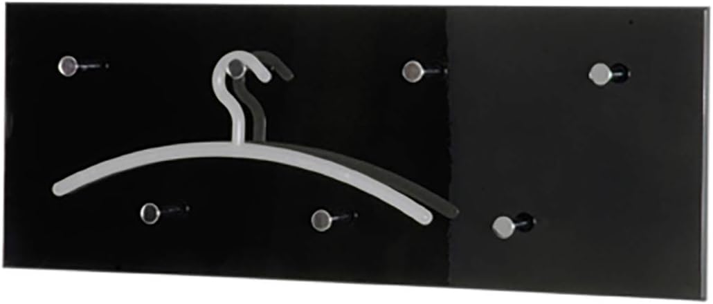 HAKU Möbel Wandgarderobe, Eiche, Schwarz-chrom Nickel, 80 x 5,5 x 30 cm, Schwarz-chrom