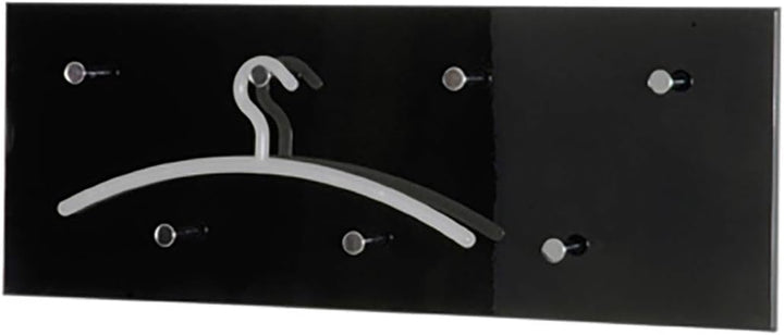 HAKU Möbel Wandgarderobe, Eiche, Schwarz-chrom Nickel, 80 x 5,5 x 30 cm, Schwarz-chrom