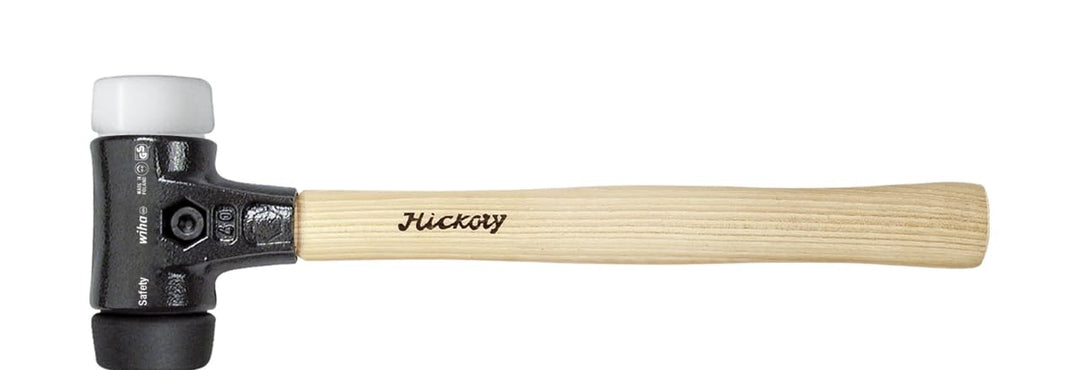 Wiha Schonhammer Safety mittelweich/sehr hart (26659) mit Hickory-Holzstiel, Rund-Schlagkopf Gewicht