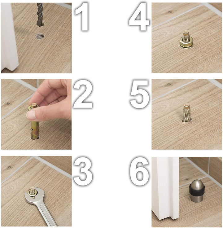4 x STOPPLA® Türpuffer echt Edelstahl poliert Ø 35 mm Höhe 51 mm Bodentürstopper für Bodenmontage 4