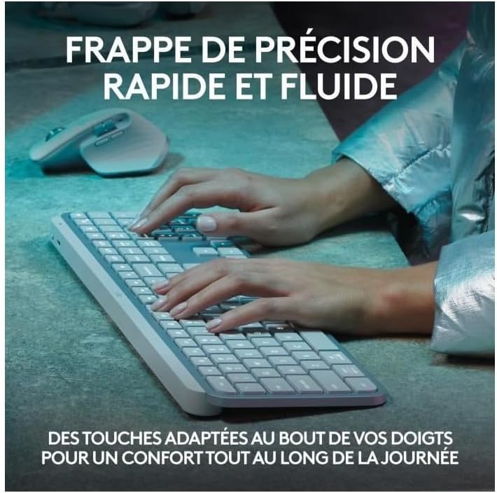 Logitech MX Keys S - Hellgrau, Französisches AZERTY-Layout