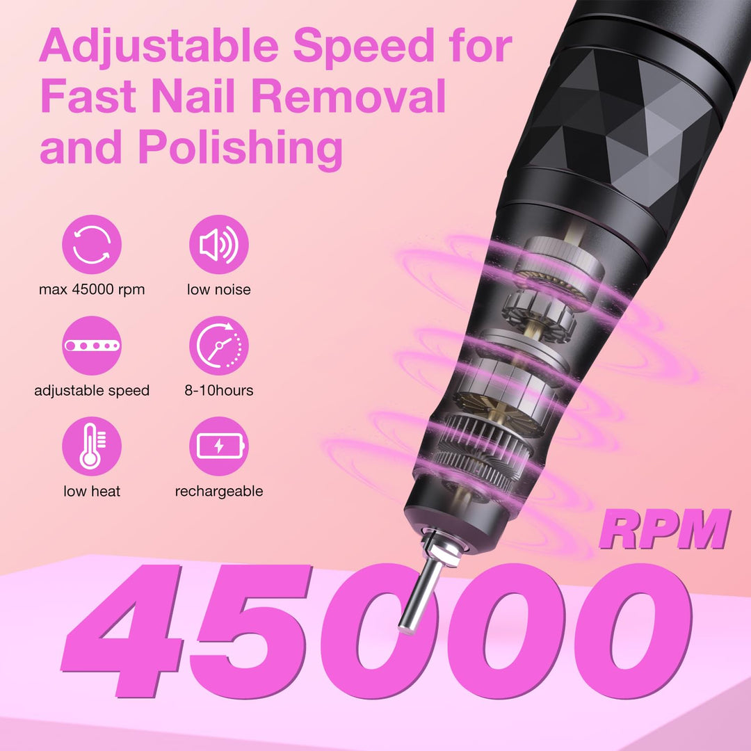 Elektrische Nagelbohrmaschine, 45000 U/min Elektrische Nagelfeilen