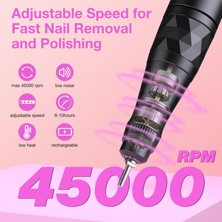 Elektrische Nagelbohrmaschine, 45000 U/min Elektrische Nagelfeilen