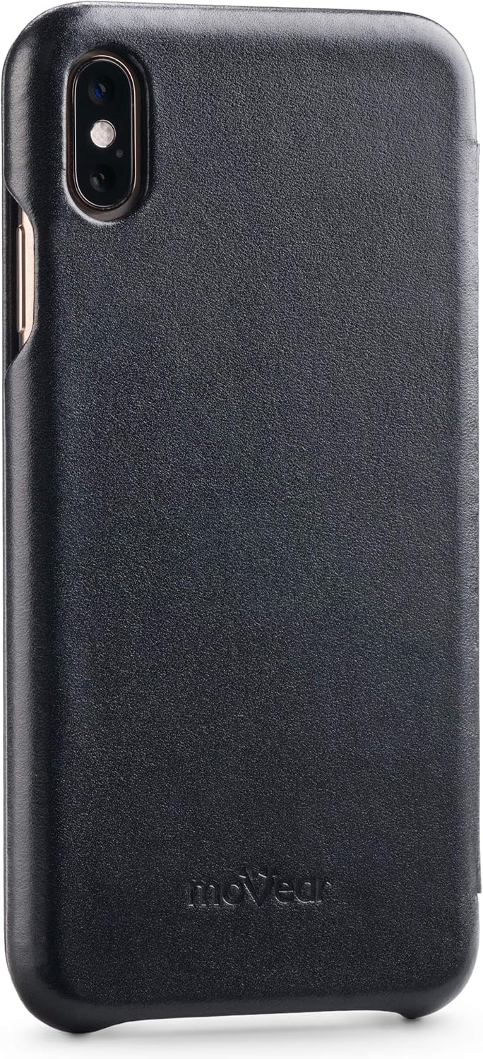moVear Smartphone Etui Flipside-Case S kompatibel mit iPhone XS MAX, Schwarz, EIN Mikrofasertuch
