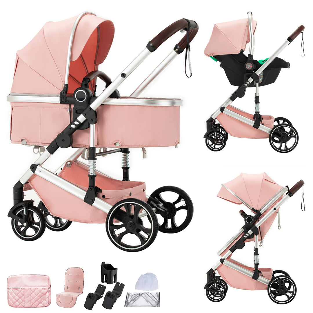 BEBBY 3-in-1 Kinderwagen KombiKinderwagen-Set 2-in-1 Buggy faltbar Luxus Hochlandschaft Neugeborenes