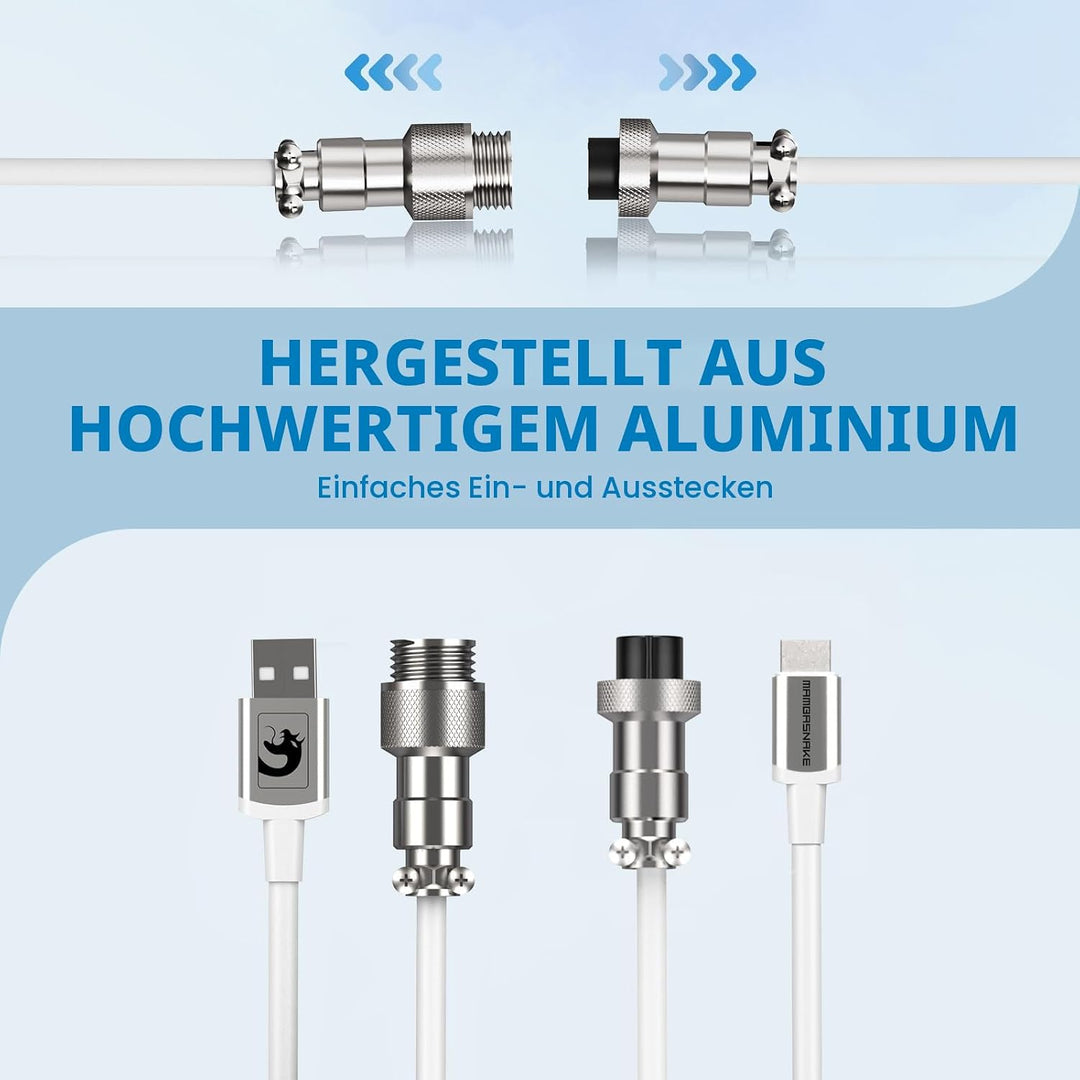 MAMBASNAKE C01 Spiral Tastaturkabel, Pro Custom Coiled USB C Kabel für Mechanische Tastatur, Typ C a