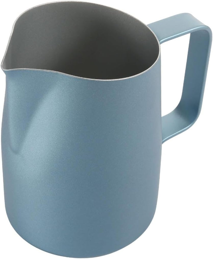 Milchkännchen, 420 ml, Espresso-Dampfkrug, Edelstahl, Milchaufschäumer für Latte Art, Blau, Blau