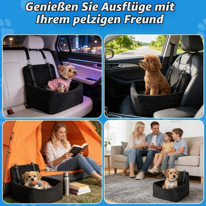 Hundesitz Auto Kleine Hunde Unter 10KG, Tragbares Autositz Hund mit 2 Sicherheitsgurten Hunde Autosi