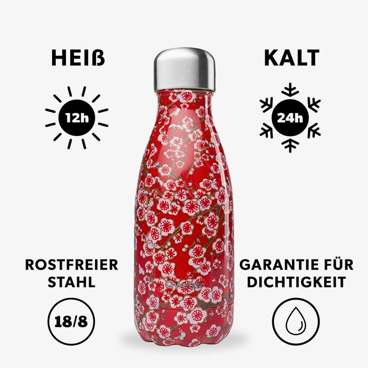 Qwetch - Trinkflasche Originals Edelstahl Isolierflasche 260ml Orange - Thermosflasche 24h Kalt &amp; 12