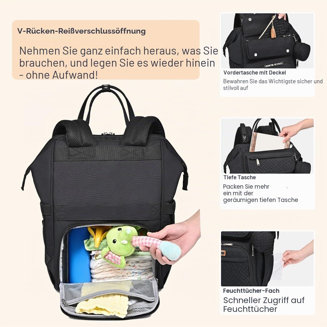 BabbleRoo Wickeltasche Rucksack Multifunktionale Grosse Wickelrucksack Babytasche mit Wickelauflage
