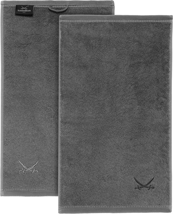 Sansibar Gästetuch 6er Set 30x50 cm mit gesticktem Säbel Logo Set Handtuch Seiftuch 100% Baumwolle A