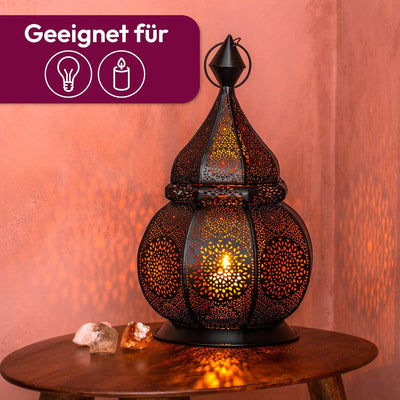 Gadgy Orientalische Lampe Metall | Marokkanisches Windlicht mit Schatteneffekt | Orientalische Deko