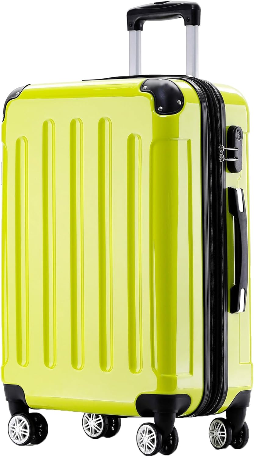 BEIBYE Hartschalen Koffer Trolley Rollkoffer Reisekoffer 4 Zwillingsrollen Polycabonat (Grün, 76cm -