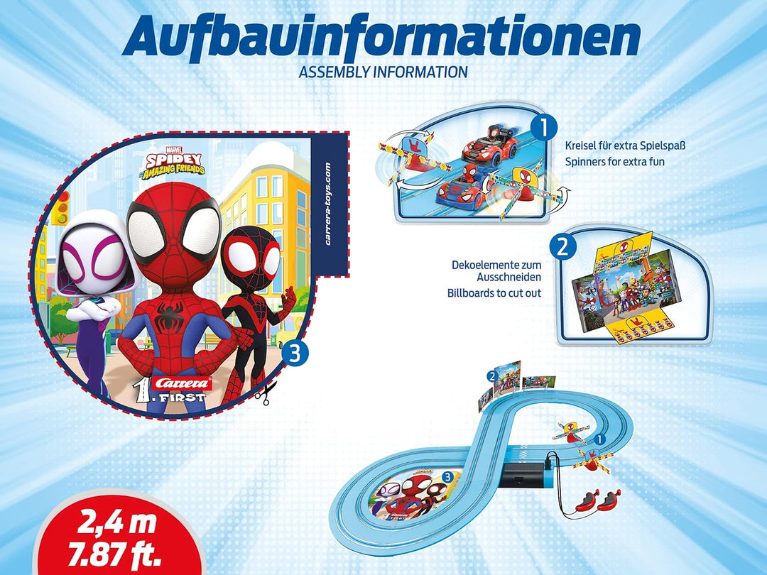 Carrera - 20063049 - Carrera First I Spidey Web Spinners Rennbahn-Set I Auto für Rennbahn | Rennbahn