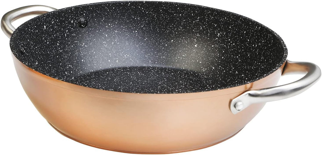 WECOOK! Professional Niedrige Kochtopf 24 cm Induktion, Ökologischer Antihaft-Stein ohne PFOA, Gesch