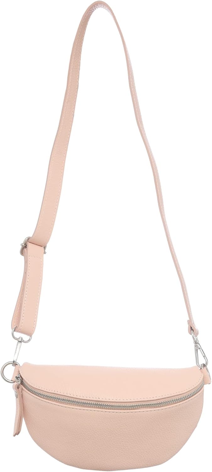 Zwillingsherz Bauchtasche mit Reissverschluss 100% Echtleder – Hochwertige Damen Bauchtasche Crossba