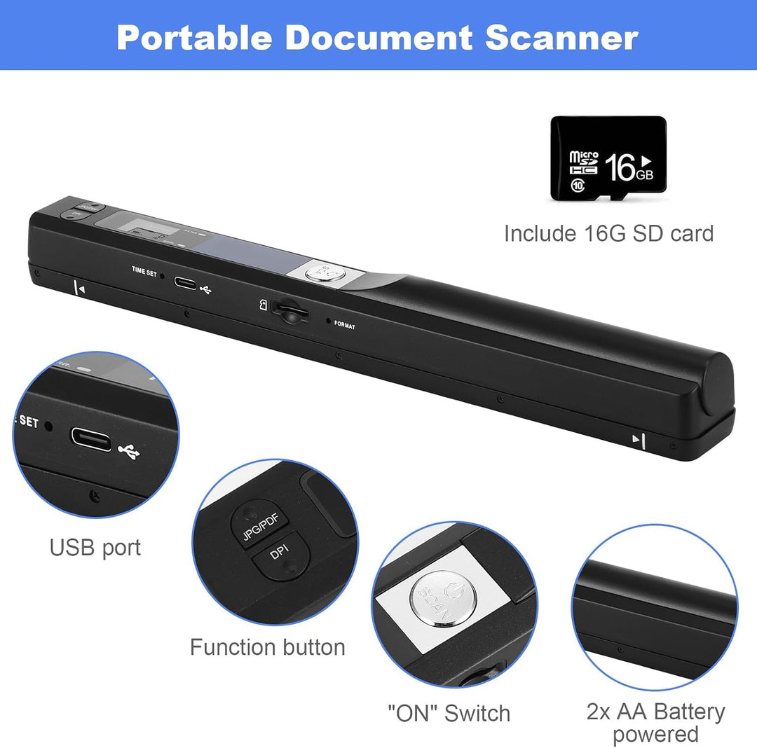 Tragbarer Dokumentenscanner, Mini-Fotoscanner, 900 DPI, Farbscanner, A4, hohe Geschwindigkeit, USB-a
