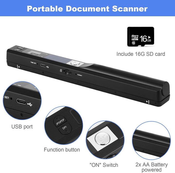 Tragbarer Dokumentenscanner, Mini-Fotoscanner, 900 DPI, Farbscanner, A4, hohe Geschwindigkeit, USB-a