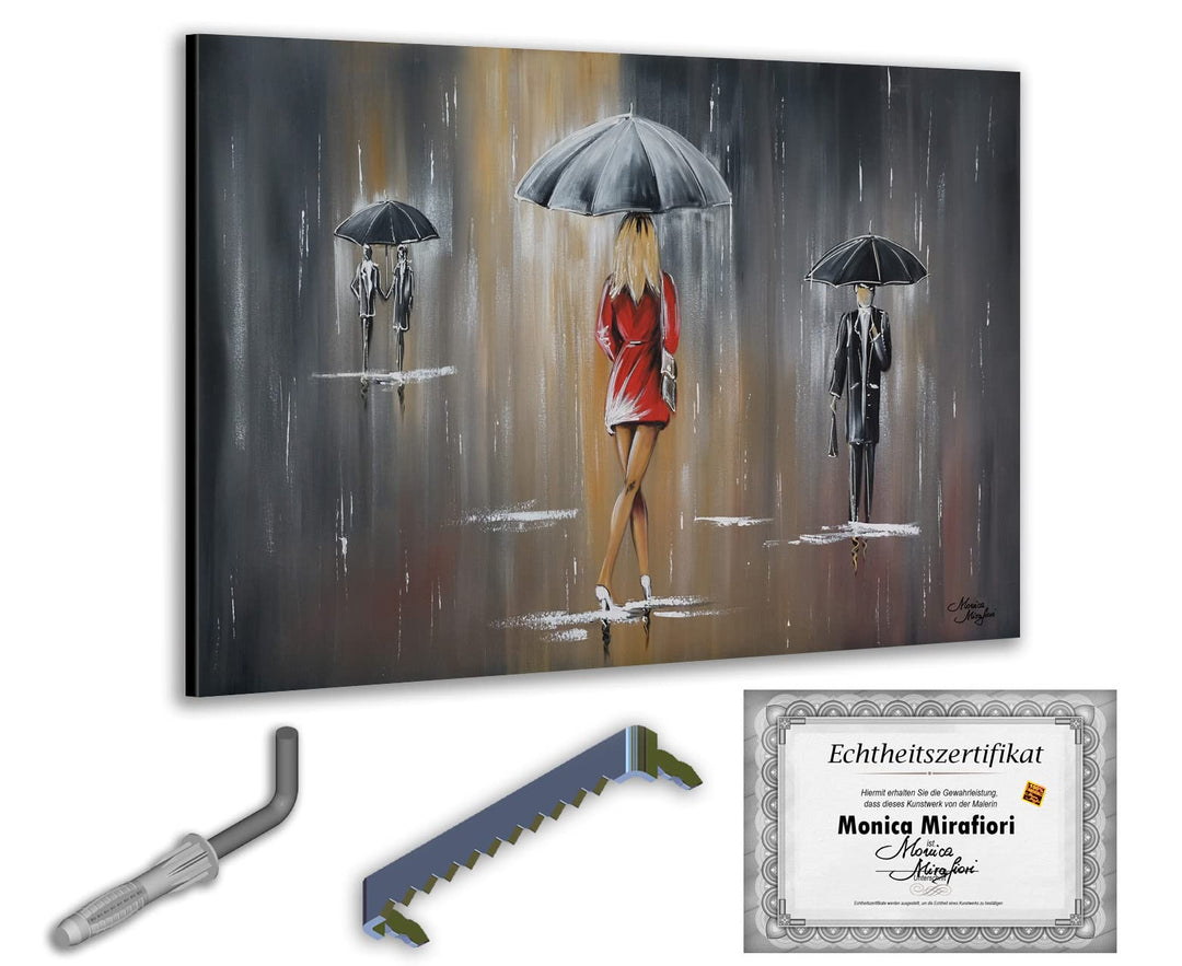 Monica Mirafiori I 100% HANDGEMALT I Gemälde Es Regnet 120x80cm | Gemälde Handgemalt | Acrylgemälde