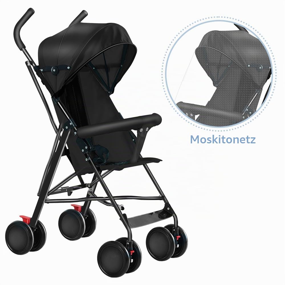 Kinderwagen für Babys, Komfort, kompakter Gehstock, 0 – 36 kg, Reisekinderwagen mit Baumwolle und Mo