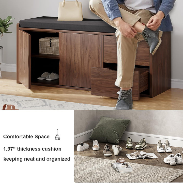 LVB Schubladen Schrank, Industrie-Schuh für Foyer Eingang Wohn-Schlafzimmer, Walnuss Eiche, 101 cm,