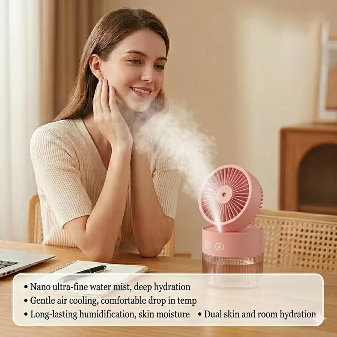 Portable Misting Fan With 3 Speeds &amp; Night Light, 2-in-1 Tischventilator und Luftbefeuchter, Faltbar