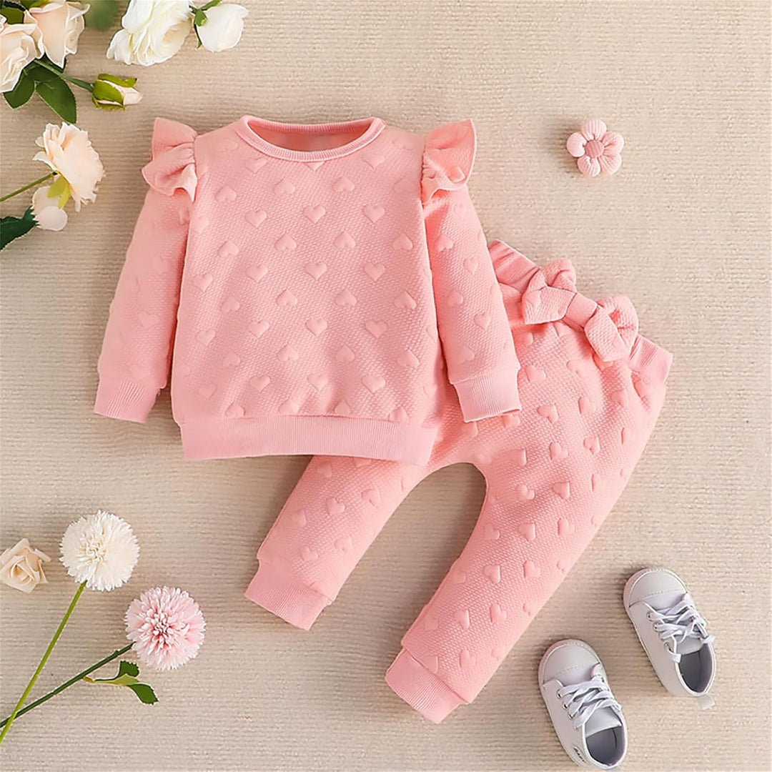 Kleinkind Baby Mädchen Outfits Langarm Sweatshirt Top Hose mit Fliege Kleinkind Herbst Winter Kleidu