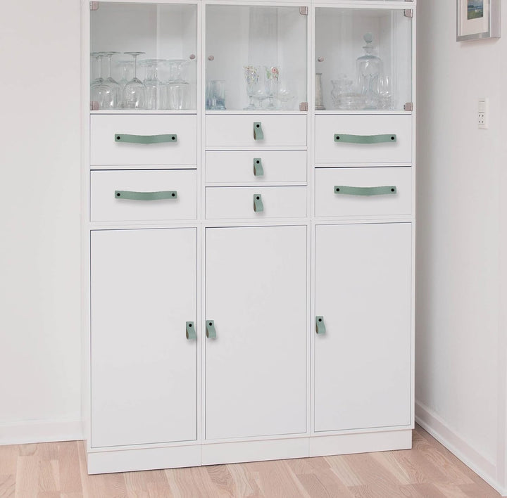 Brute Strength - Ledergriffe für Möbel - Blassgrün - 24 Stück - 12,5 x 2,5 cm - Schrankgriff, Türgri