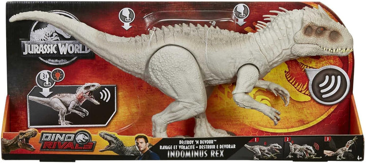 Jurassic World GNH35 - Fressender Kampfaction Indominus Rex mit beissendem Maul, Armbewegungen, Lich