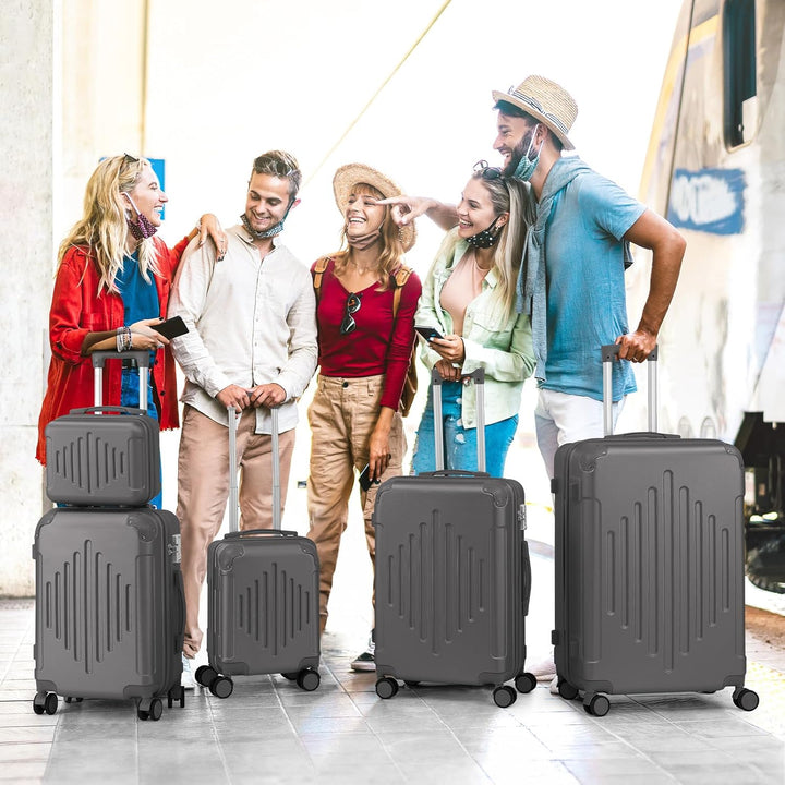 LALAHO Kofferset 5 teilig, Reisekoffer Set mit Kosmetikkoffer, Hartschalen Koffer Set aus ABS, Gepäc