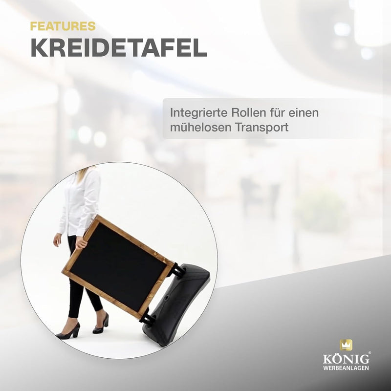 Dreifke Kreidetafel Holz Keitum Wind Line | beidseitig beschreibbar | stabiler Fuss | 2x2 Federn für