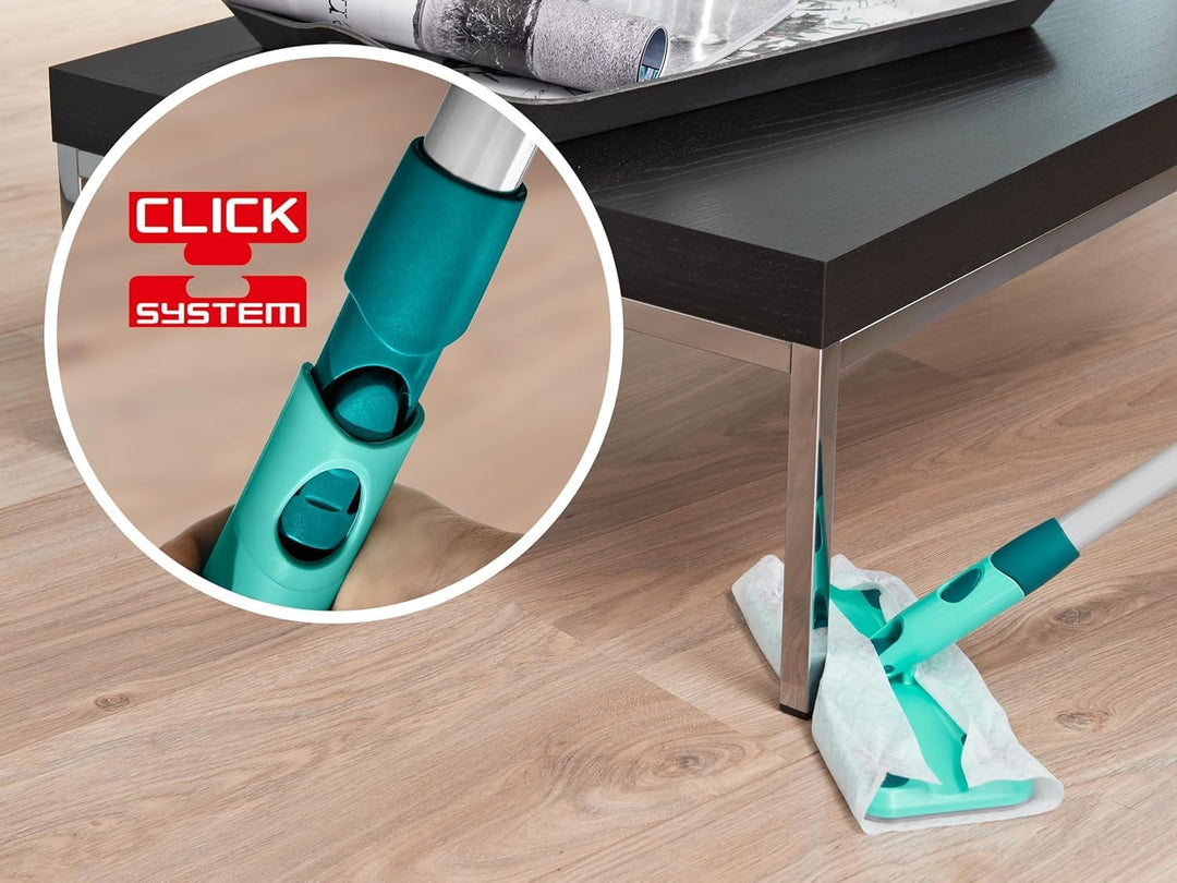 Leifheit Bodenplatte Clean and Away mit Click System Staubwischer zur Trockenreinigung, Staubfänger
