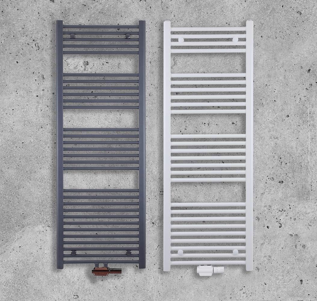 MC Heat Premium Badheizkörper (500x800 mm Anthrazit) - Handtuchheizkörper - Handtuchwärmer mit Mitte