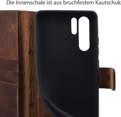 Suncase Book-Style kompatibel mit Huawei P30 PRO Hülle (Slim-Fit) Leder Tasche Handytasche Schutzhül