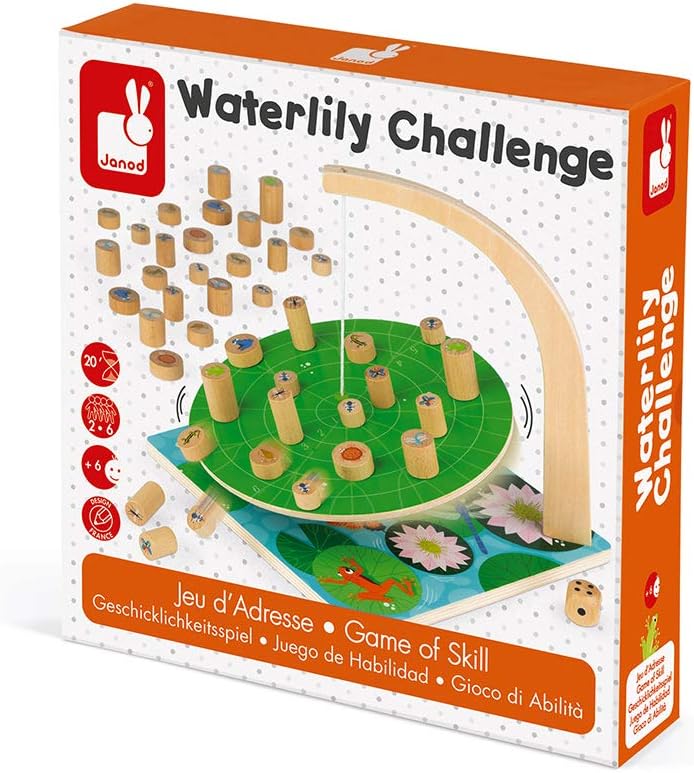 Janod - Waterlily Challenge - Childrens Board Game - Skill and Strategy Game - Wooden Toy - 2 to 6 P
