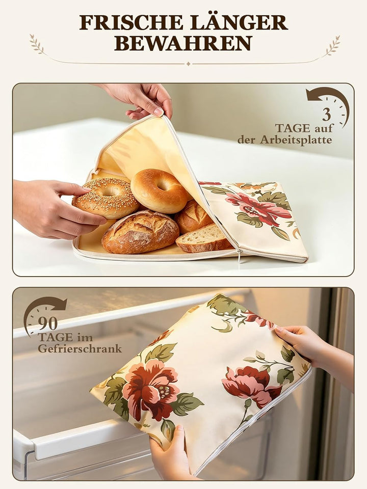 Weenkler Bienenwachs Brotbeutel 2er Set, wiederverwendbar 33x43cm, Rot