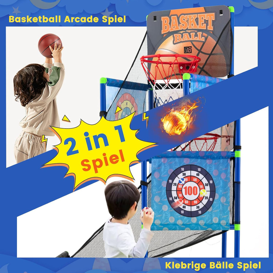 COSTWAY Arcade Basketball Spielset, Basketballständer mit Anzeigetafel & Soundeffekt, Basketballkorb