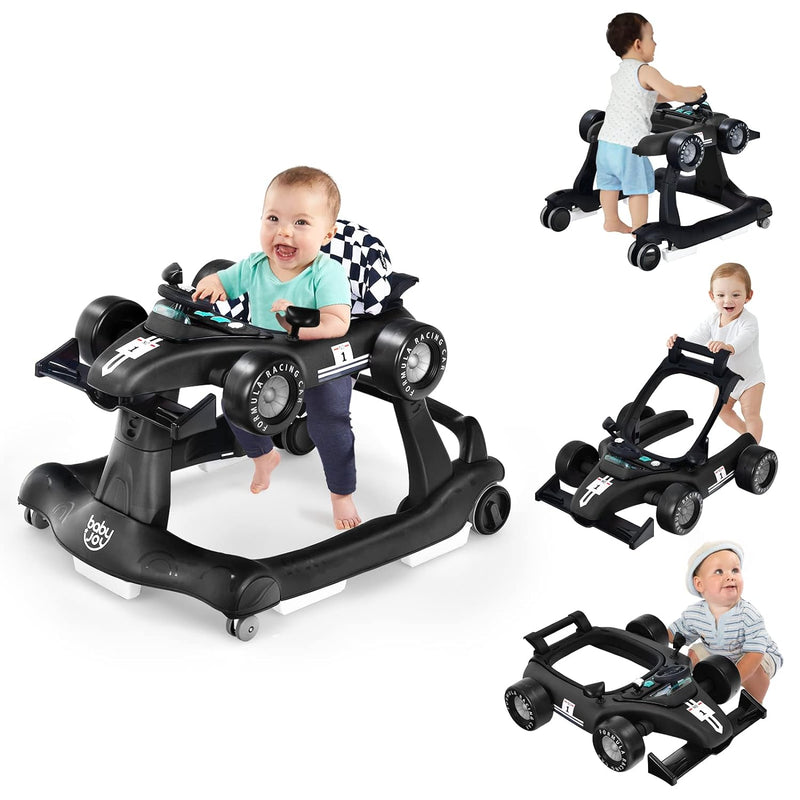 GOPLUS 4 in 1 Baby Lauflernhilfe, Lauflernwagen höhenverstellbar mit Licht & Musik, Baby Walker Auto