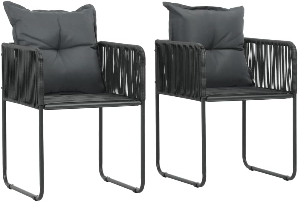 Gartenstühle 2 STK. mit Polstern Poly Rattan Schwarz BalkonmöBel Gartenstuhl StapelstüHle Rattan Gar