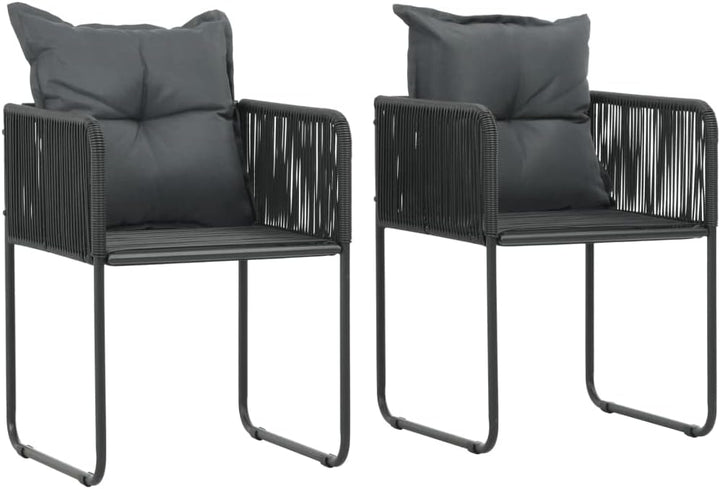 Gartenstühle 2 STK. mit Polstern Poly Rattan Schwarz BalkonmöBel Gartenstuhl StapelstüHle Rattan Gar