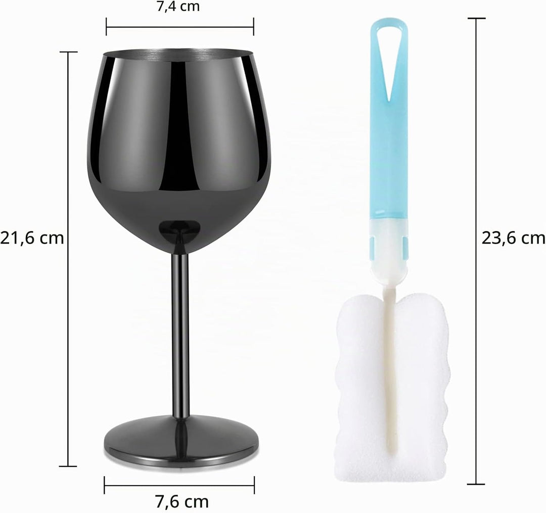 Livole Cocktailgläser aus Edelstahl, Rotweingläser mit Stiel, Unzerbrechlich Weingläser, 18Oz 550ml