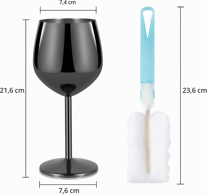Livole Cocktailgläser aus Edelstahl, Rotweingläser mit Stiel, Unzerbrechlich Weingläser, 18Oz 550ml