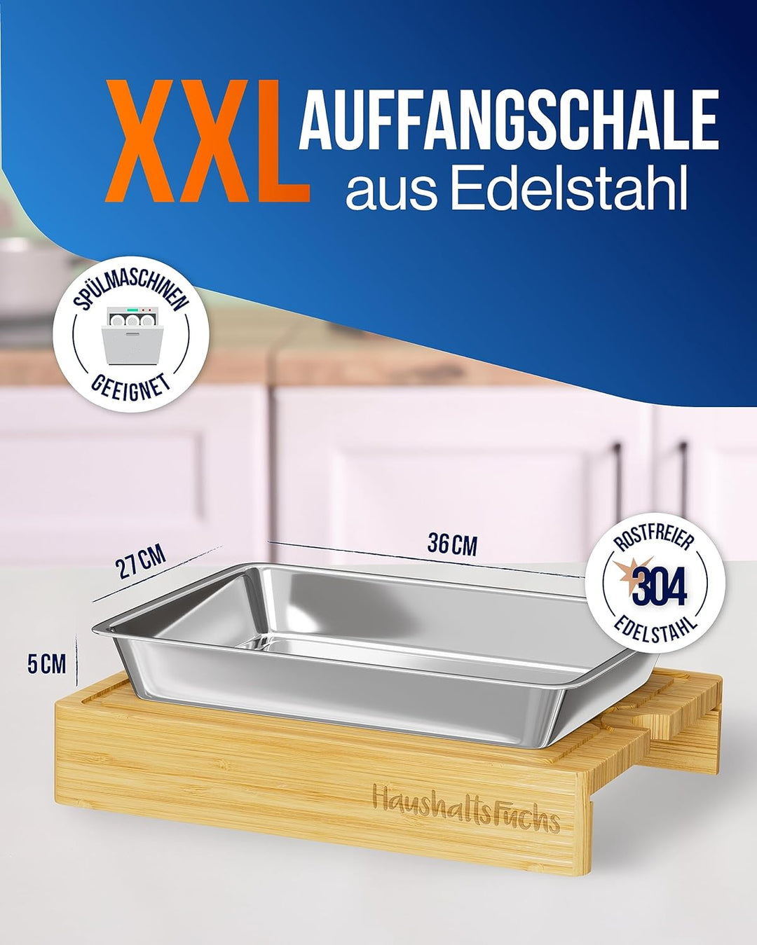 HaushaltsFuchs® Premium 100% FSC® Bambus Schneidebrett mit grosser Auffangschale inkl. Handyhalterun