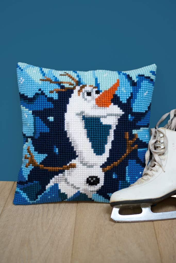 Vervaco Kreuzstichkissen Disney Olaf, Stickbild vorgezeichnet Kreuzstichpackung Kissen, vorbezeichne